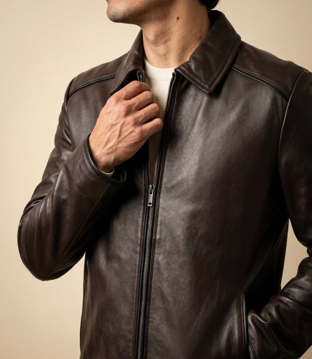 Leather jacket detail