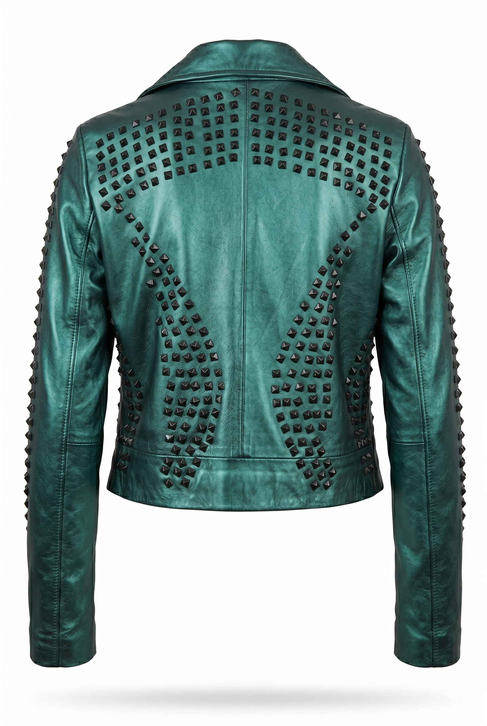 Chamarra Biker de Piel para Mujer 'Rockstar' - Verde Metálico (272VERDE)