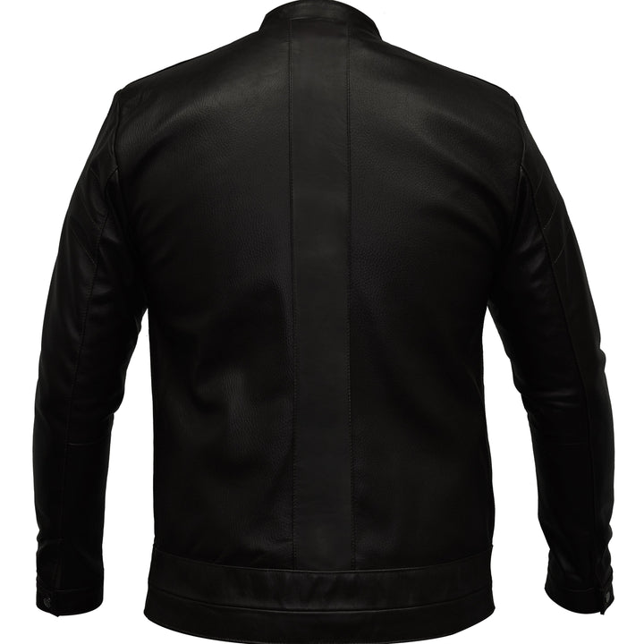 Espalda chamarra racer 'Pátina Vintage' 676-A de ante de borrego con acabado óxido y corte ajustado.